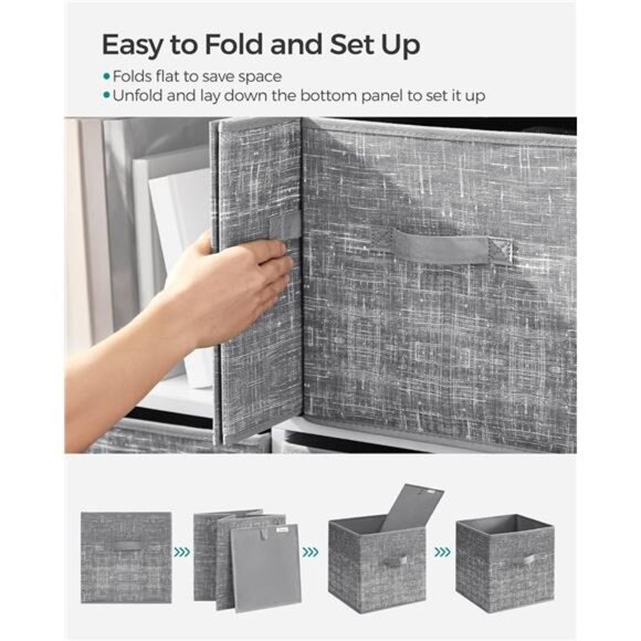 Storage Cubes, 11.8-Inch Non-Woven Fabric Bins with Double Handles, Set of 6 - Picture 6 of 7